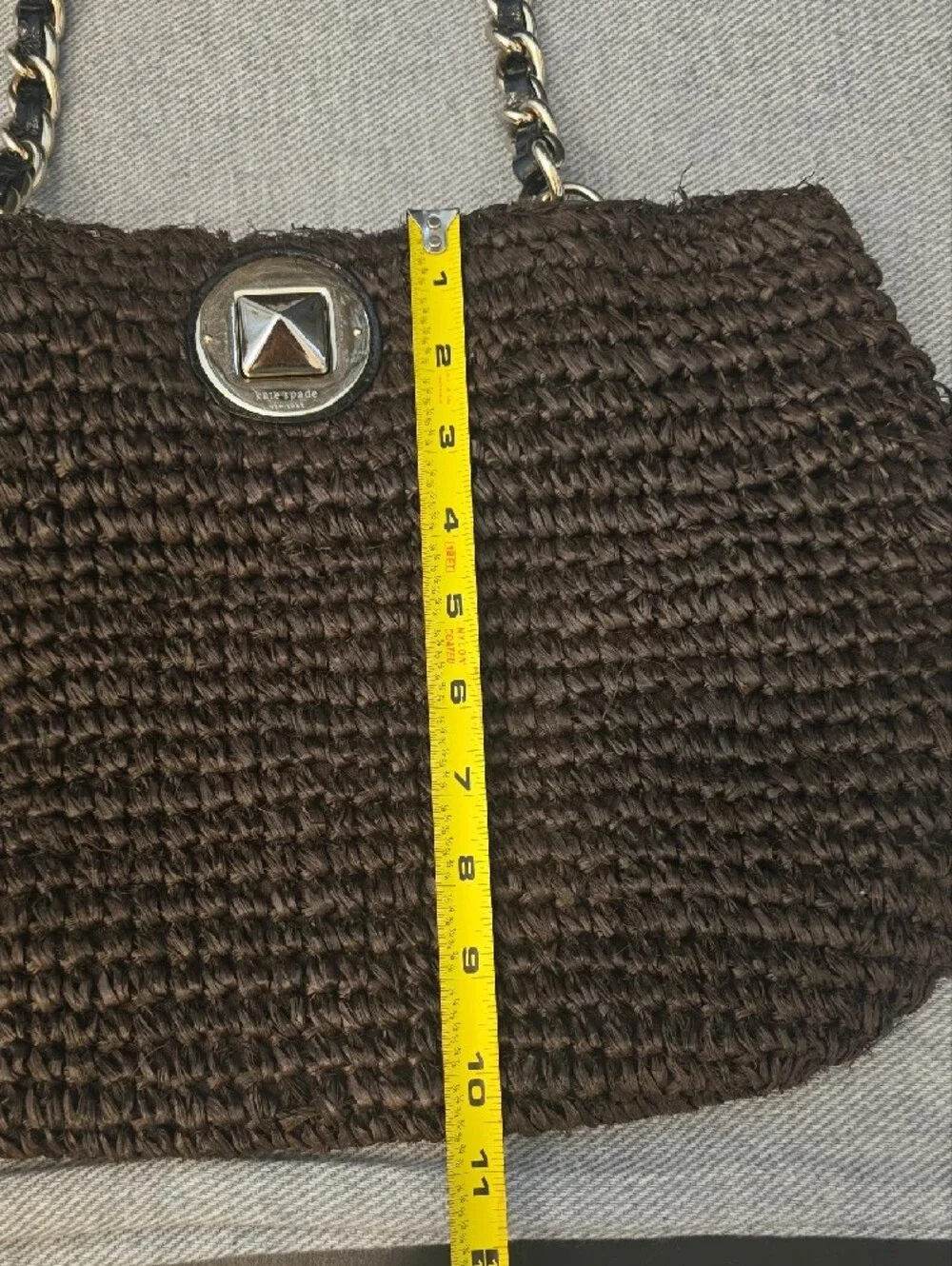 Kate Spade Vintage Rose Hall Monette Woven Straw Shoulder Bag, Dark Brown